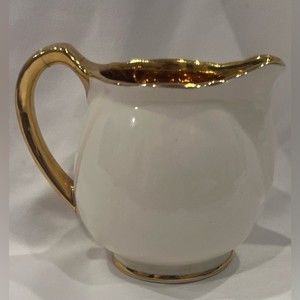 Crown Devon Staffordshire Creamer White and Gold Pottery 1950's England